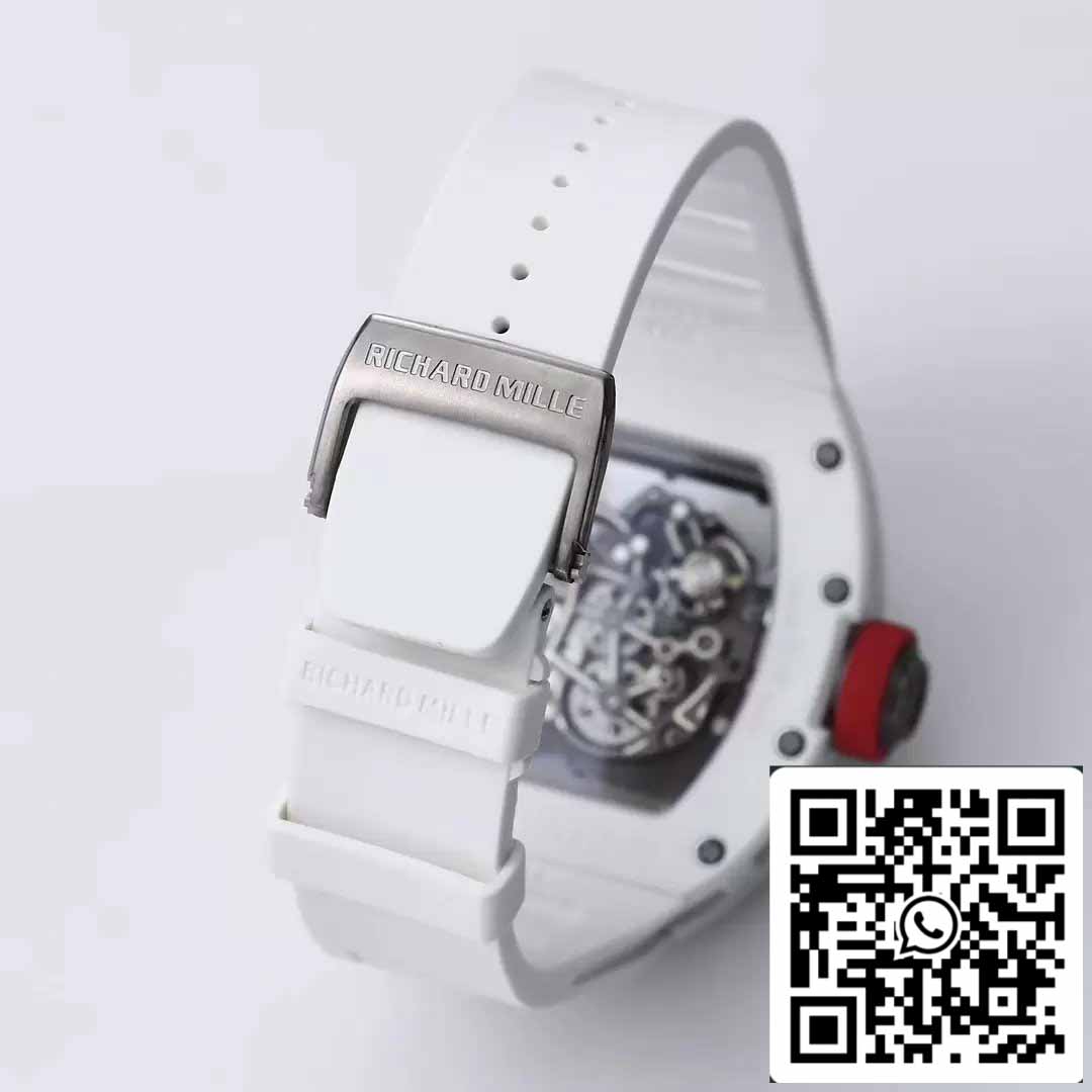 RICHARD MILLE RM055 Boîtier en céramique 1:1 Meilleure édition BBR Factory [V3] Bracelet en caoutchouc blanc 