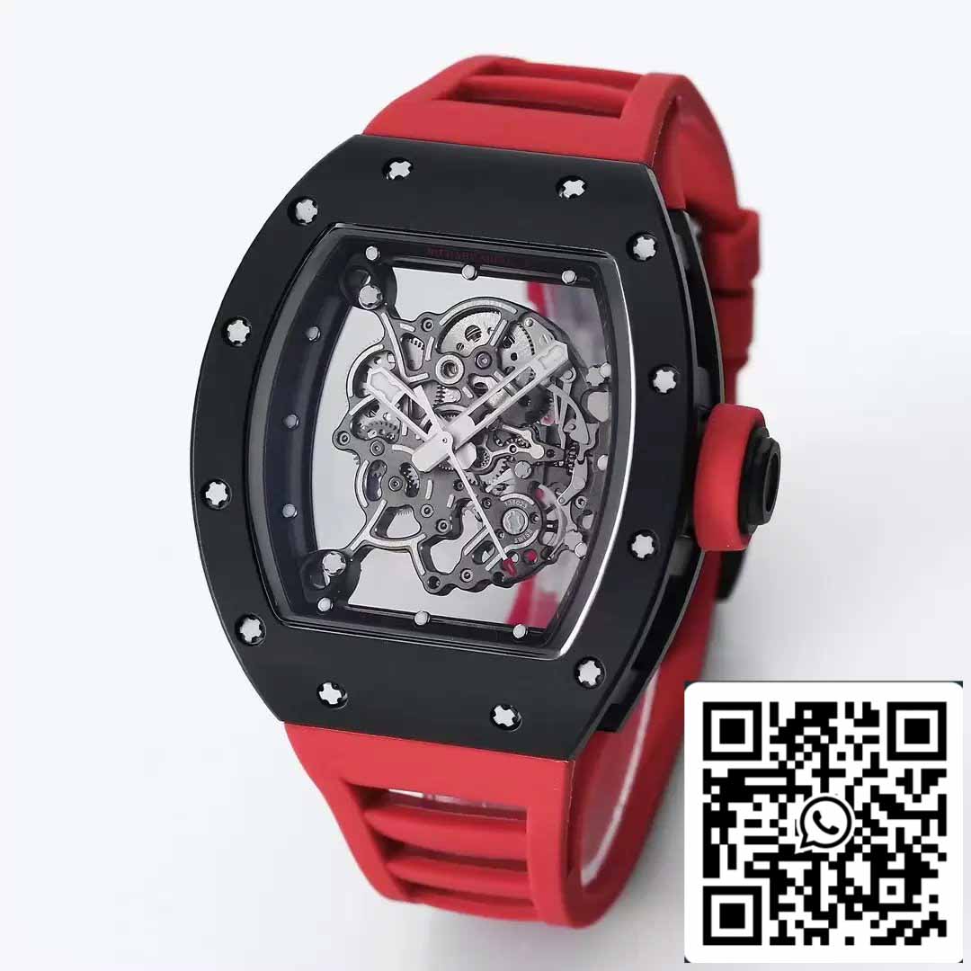 BBR Factory [V3] RICHARD MILLE  RM055 RM-055 Black Ceramic Case Red Rubber Strap