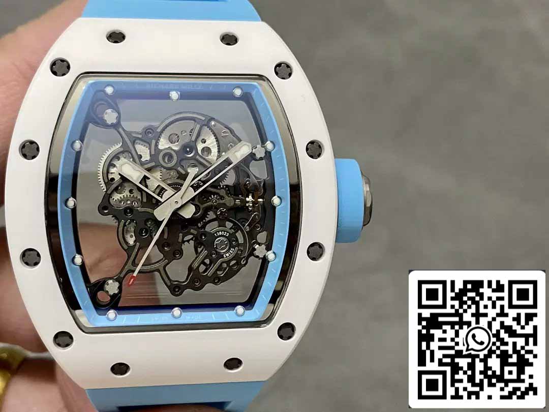 RICHARD MILLE RM055 Boîtier en céramique 1:1 Meilleure édition BBR Factory [V3] Bracelet en caoutchouc bleu 