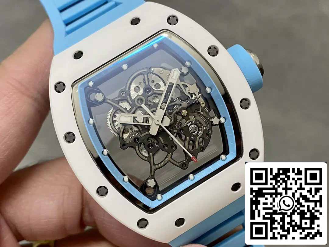 RICHARD MILLE RM055 Boîtier en céramique 1:1 Meilleure édition BBR Factory [V3] Bracelet en caoutchouc bleu 