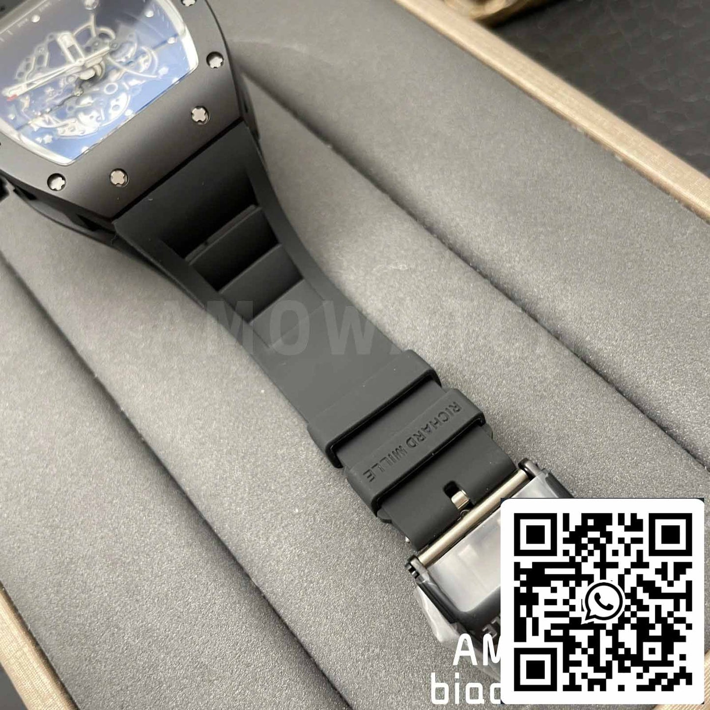 BBR Factory [V3] RICHARD MILLE RM055 RM-055 Boîtier en céramique noire Bracelet en caoutchouc noir 