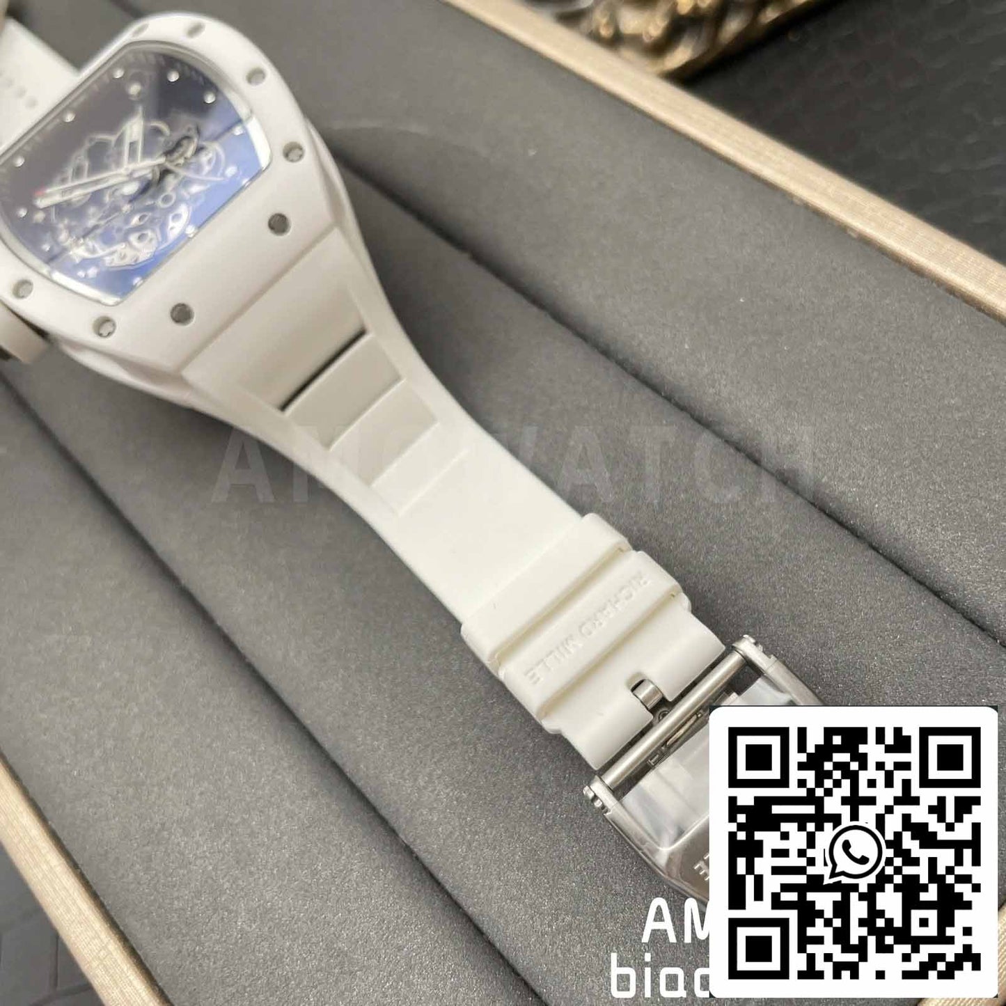 RICHARD MILLE RM055 Boîtier en céramique blanche 1:1 Meilleure édition BBR Factory [V3] Bracelet en caoutchouc 