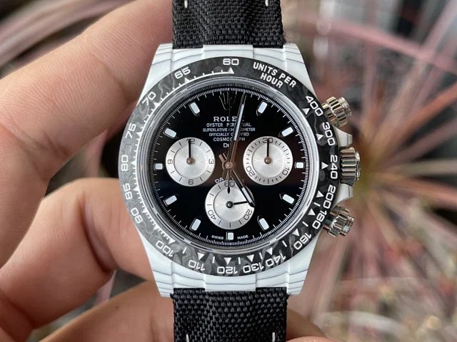 【 Versão modificada DIW de movimento 4130】 Série Rolex Cosmograph Daytona com caixa de fibra de carbono branca