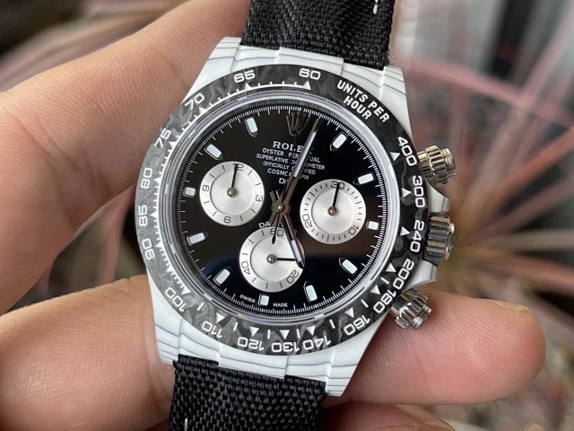 【 Versão modificada DIW de movimento 4130】 Série Rolex Cosmograph Daytona com caixa de fibra de carbono branca