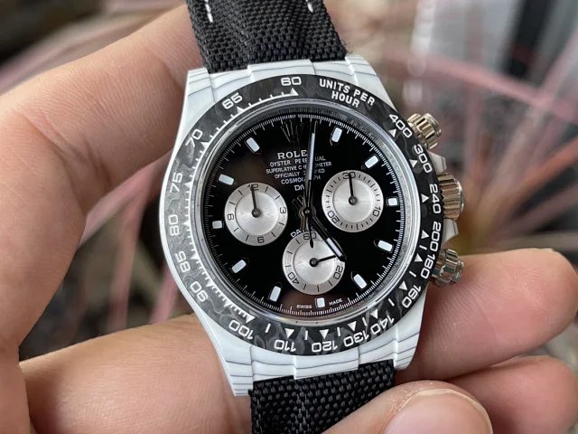 【 Versão modificada DIW de movimento 4130】 Série Rolex Cosmograph Daytona com caixa de fibra de carbono branca