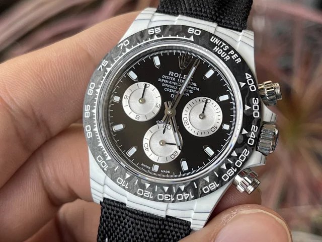 【 Versão modificada DIW de movimento 4130】 Série Rolex Cosmograph Daytona com caixa de fibra de carbono branca