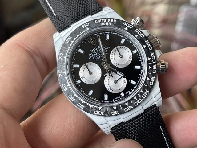 【 Versão modificada DIW de movimento 4130】 Série Rolex Cosmograph Daytona com caixa de fibra de carbono branca