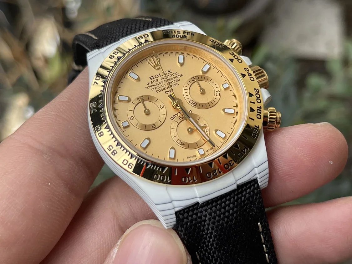 【4130 Uhrwerk DIW Modifizierte Version】Rolex Cosmograph Daytona Serie Schwarzes Armband Carbonfasergehäuse