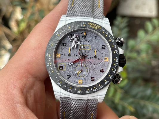 【4130 Movement DIW Modified Version】Rolex Cosmograph Daytona Series Grey Strap Carbon Fiber case