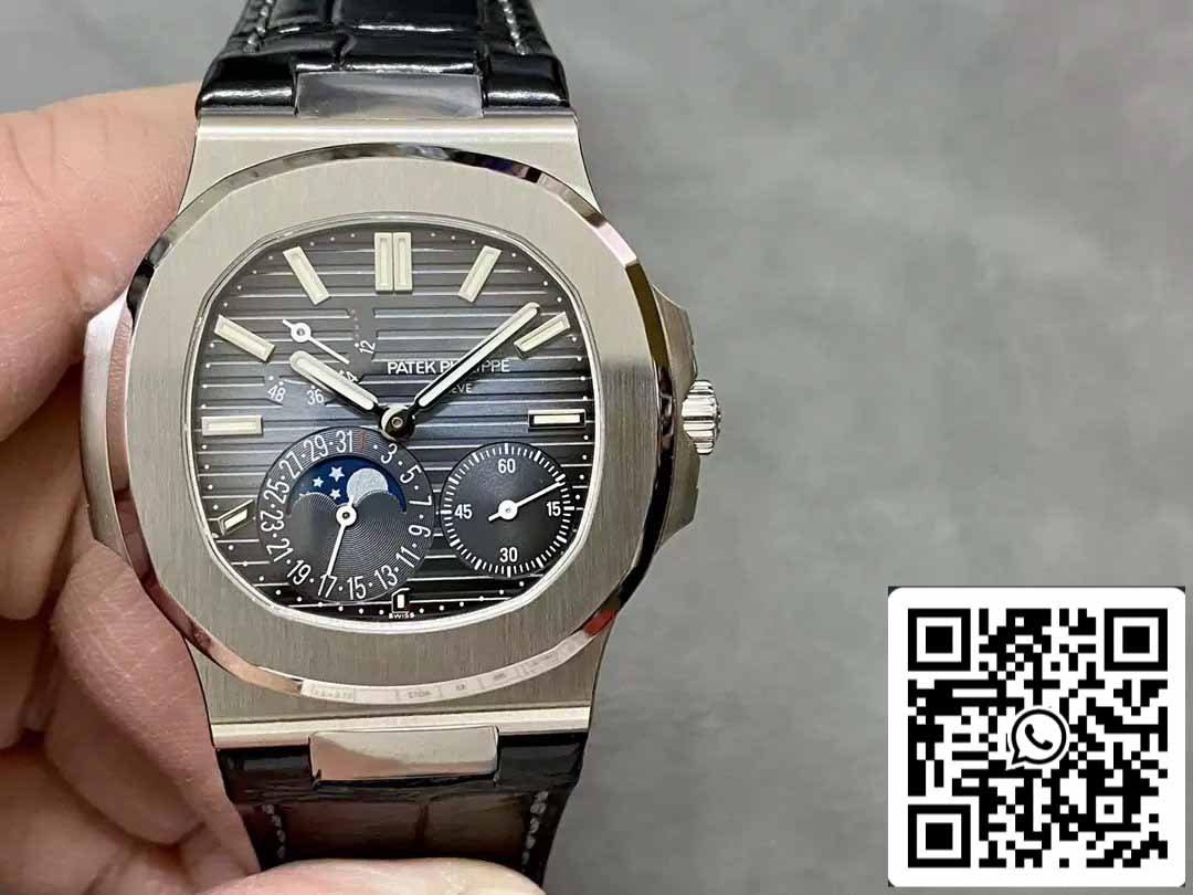 Patek Philippe Nautilus 5712G-001 Cadran bleu 1: 1 Meilleure édition PPF Factory V2 Bracelet en cuir 