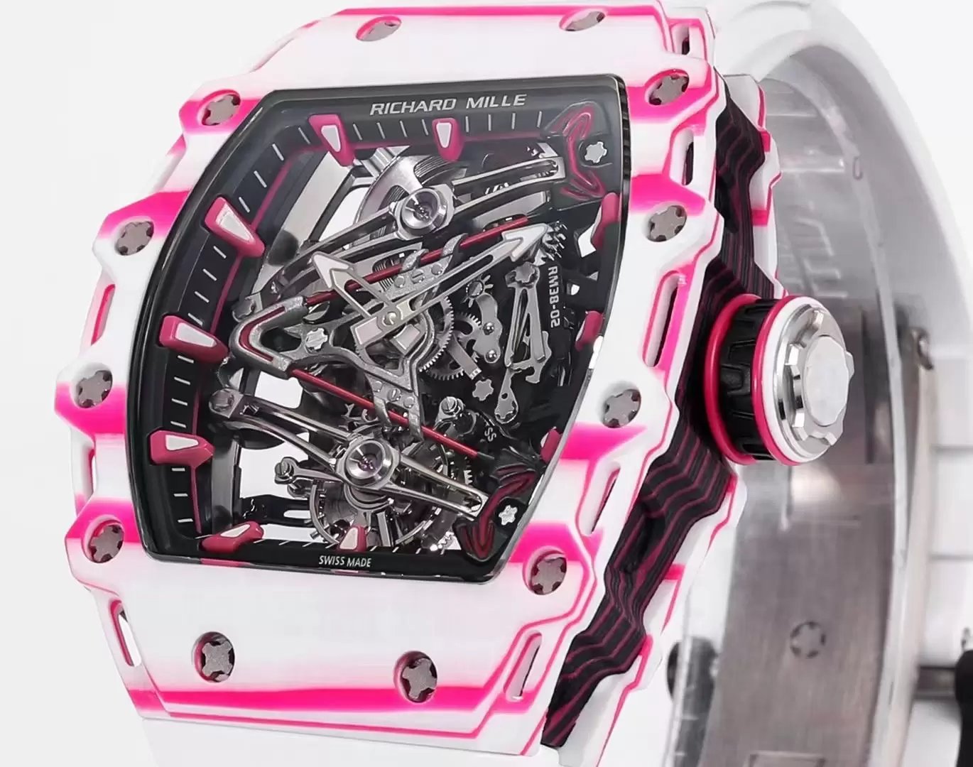 Richard Mille Bubba Watson Tourbillon RM38-02 1:1 Meilleure édition Bracelet en caoutchouc blanc