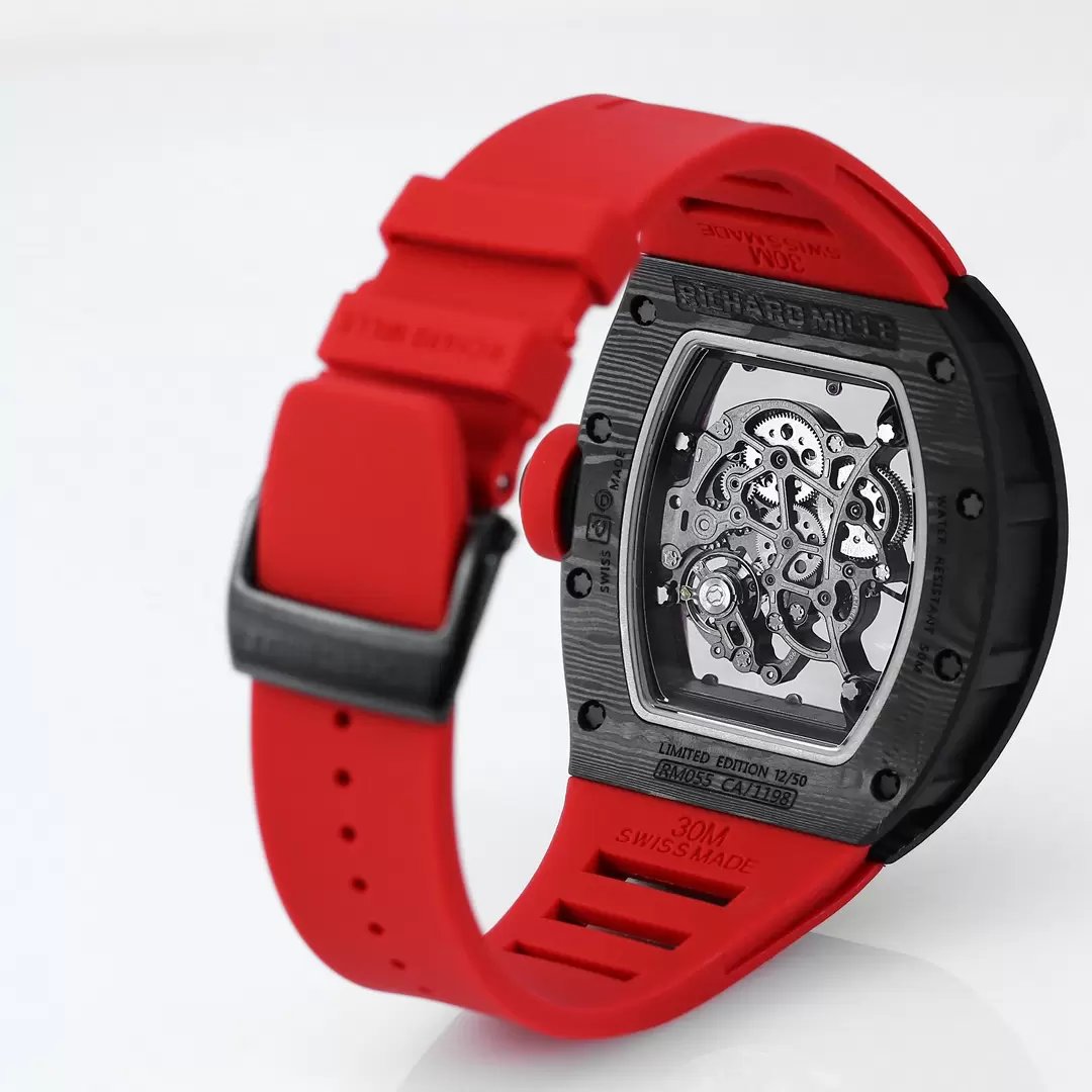 RICHARD MILLE RM055 Original redessiné 1:1 Meilleure édition BBR Factory 2024 Bracelet rouge 