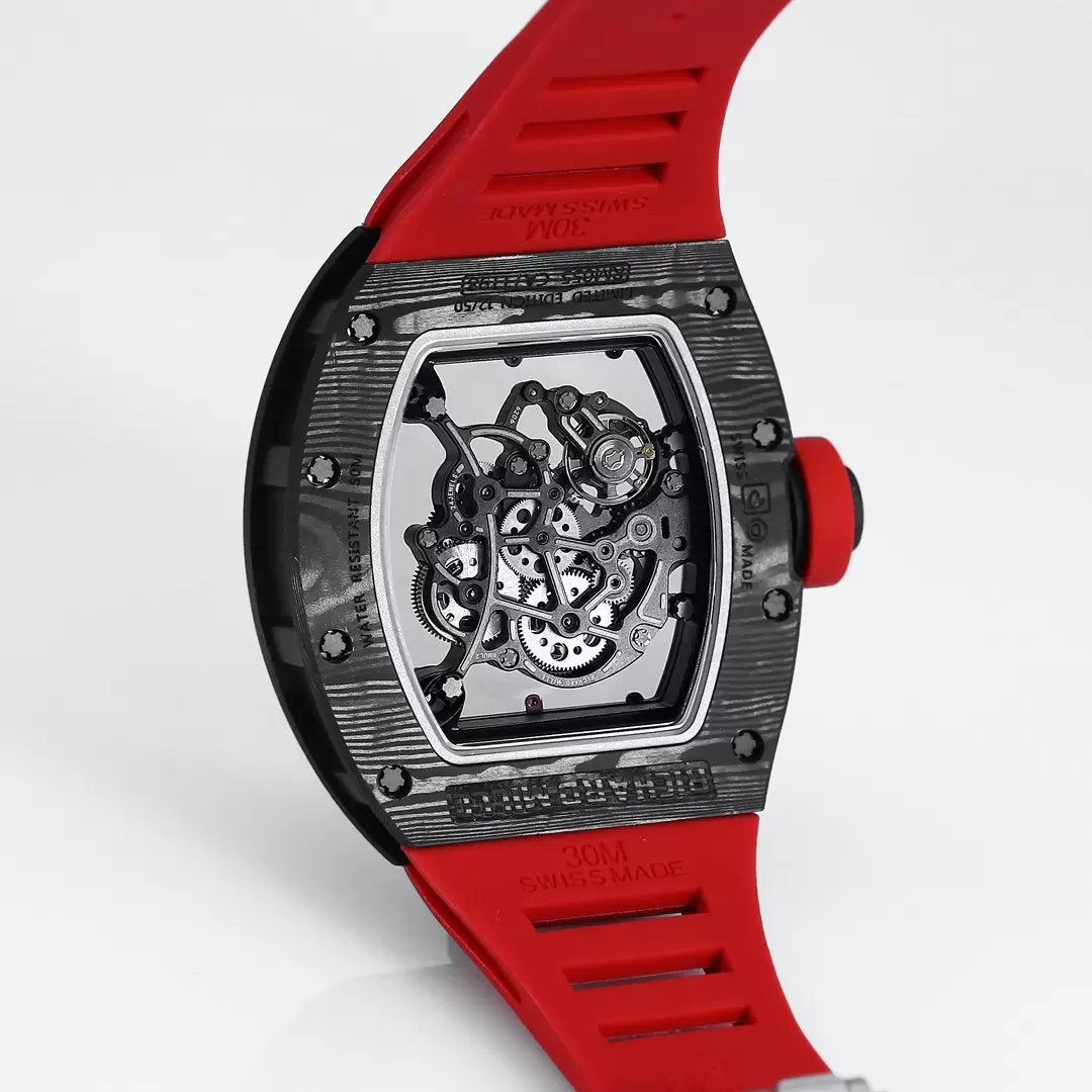 RICHARD MILLE RM055 Original redessiné 1:1 Meilleure édition BBR Factory 2024 Bracelet rouge 