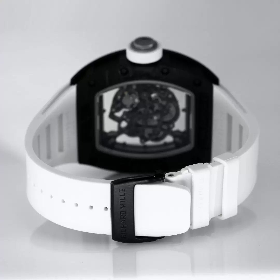 RICHARD MILLE RM055 Original redessiné 1:1 Meilleure édition BBR Factory 2024 Lunette blanche Bracelet noir 