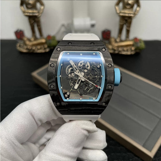 RICHARD MILLE RM055 Rediseñado original 1:1 Mejor edición BBR Factory 2024 Correa azul blanca 