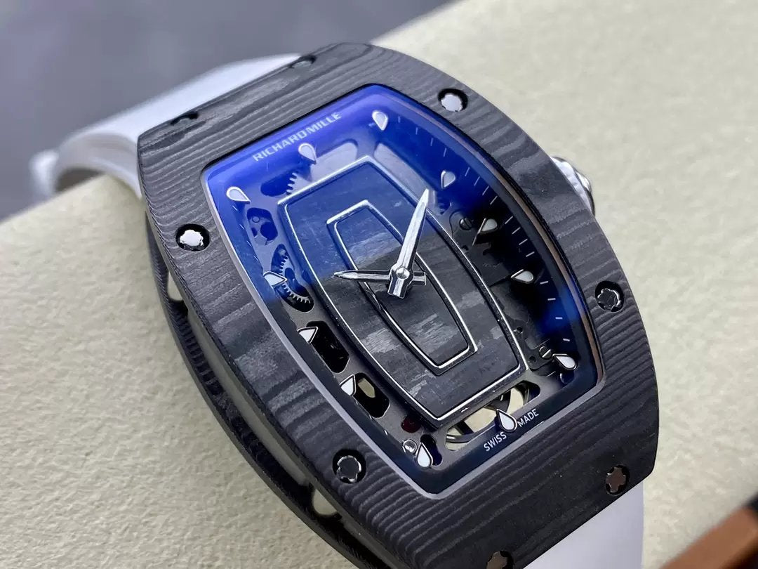 Richard Mille RM 07 RM007 Carbon NTPT Case 1:1 Best Edition G+ Factory White Strap