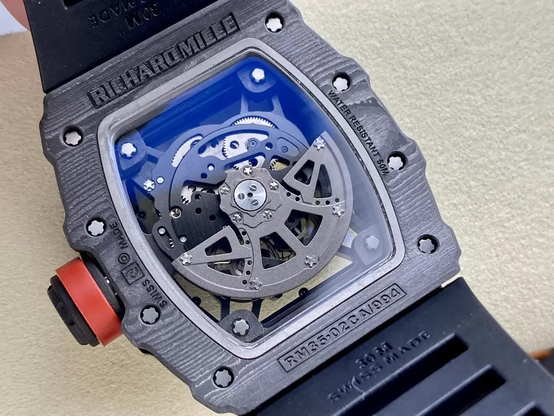 Richard Mille RM035-02 G+ Factory RM3502 Carbon NTPT Black Rubber Strap