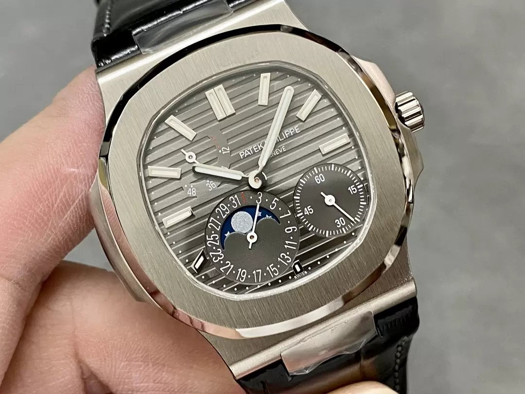 Patek Philippe Nautilus 5712G-001 Grey Dial 1:1 Best Edition PPF factory V2 Leather Strap