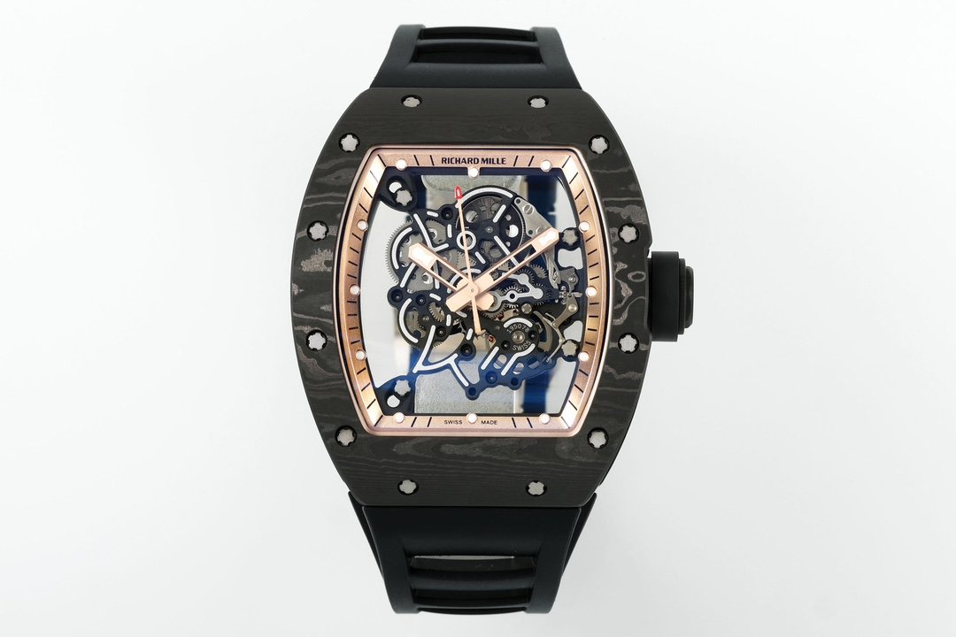 RICHARD MILLE  RM055  ZF 2024 1:1 Best Edition Carbon Fiber Case Rose Gold Dial