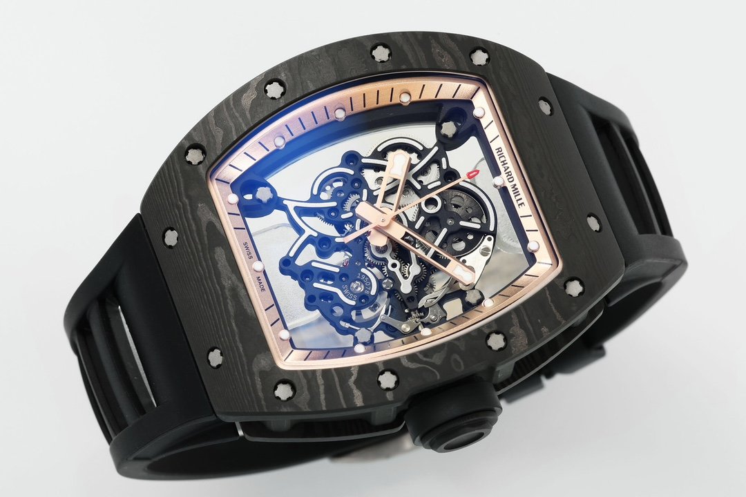 RICHARD MILLE  RM055  ZF 2024 1:1 Best Edition Carbon Fiber Case Rose Gold Dial