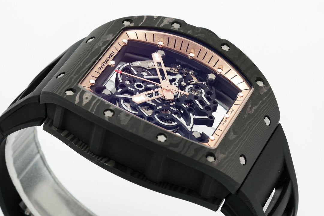 RICHARD MILLE  RM055  ZF 2024 1:1 Best Edition Carbon Fiber Case Rose Gold Dial