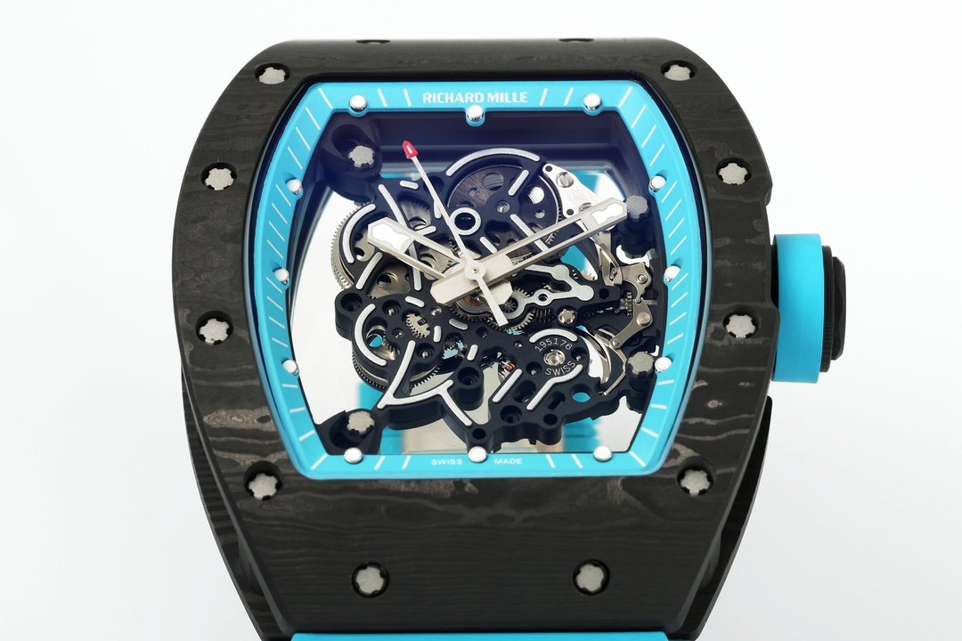 RICHARD MILLE  RM055  ZF 2024 1:1 Best Edition Carbon Fiber Case turquoise Strap