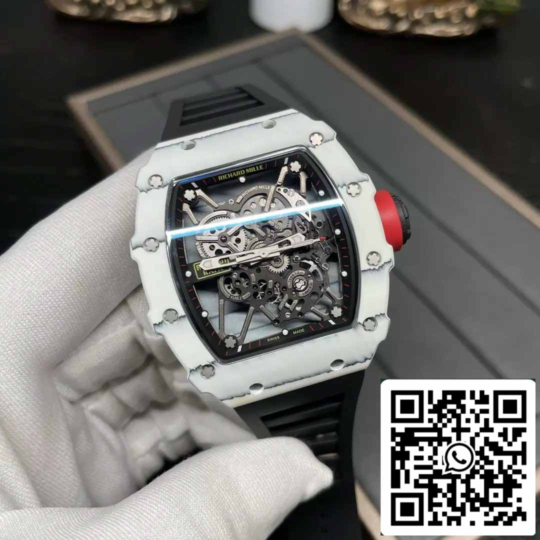 Richard Mille RM35-01 Sonic Factory 1:1 Best Edition White Carbon NTPT Black Rubber Strap