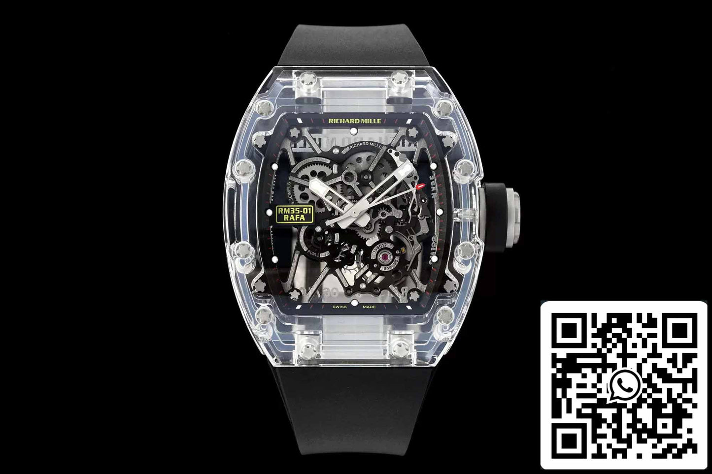 Richard Mille RM35-01 Sonic Factory 1:1 Best Edition Saphire case Black Rubber Strap