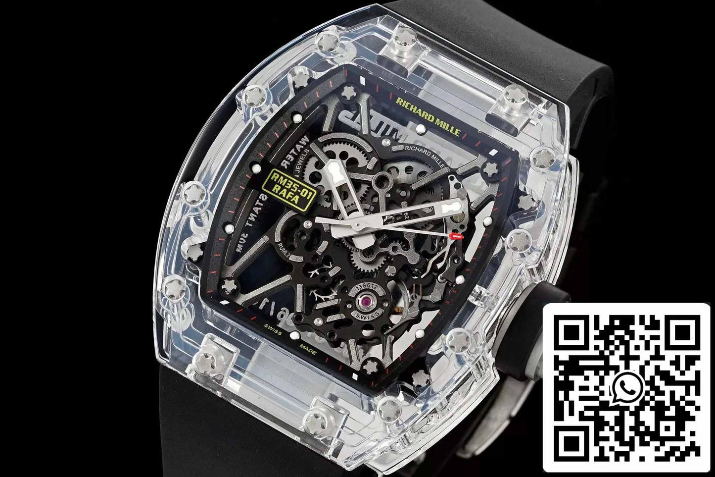 Richard Mille RM35-01 Sonic Factory 1:1 Best Edition Saphire case Black Rubber Strap