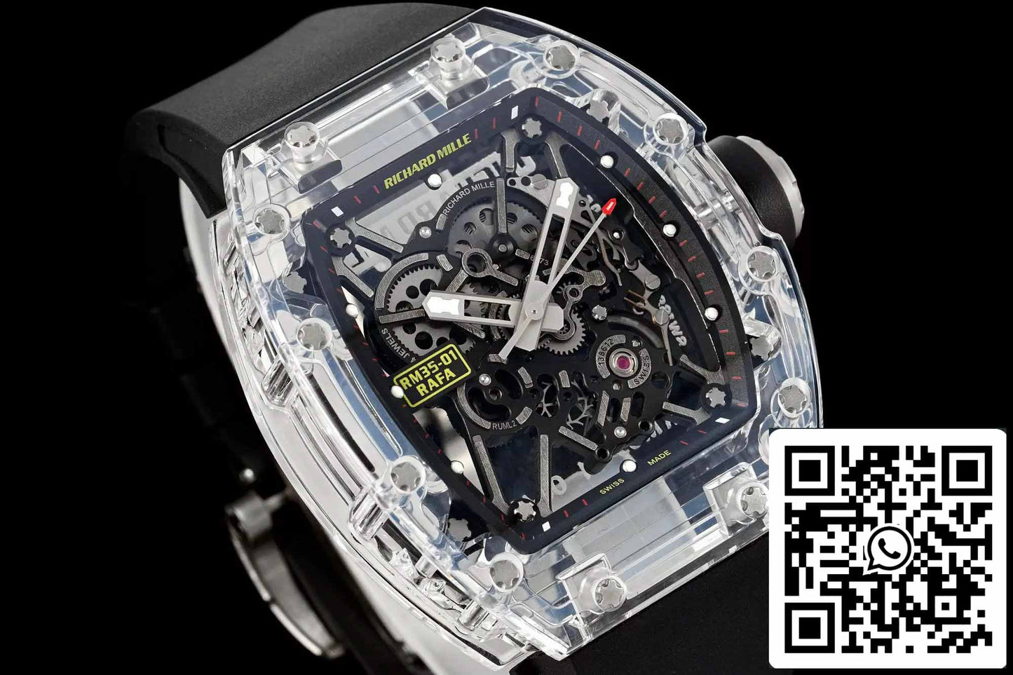 Richard Mille RM35-01 Sonic Factory 1:1 Best Edition Saphire case Black Rubber Strap