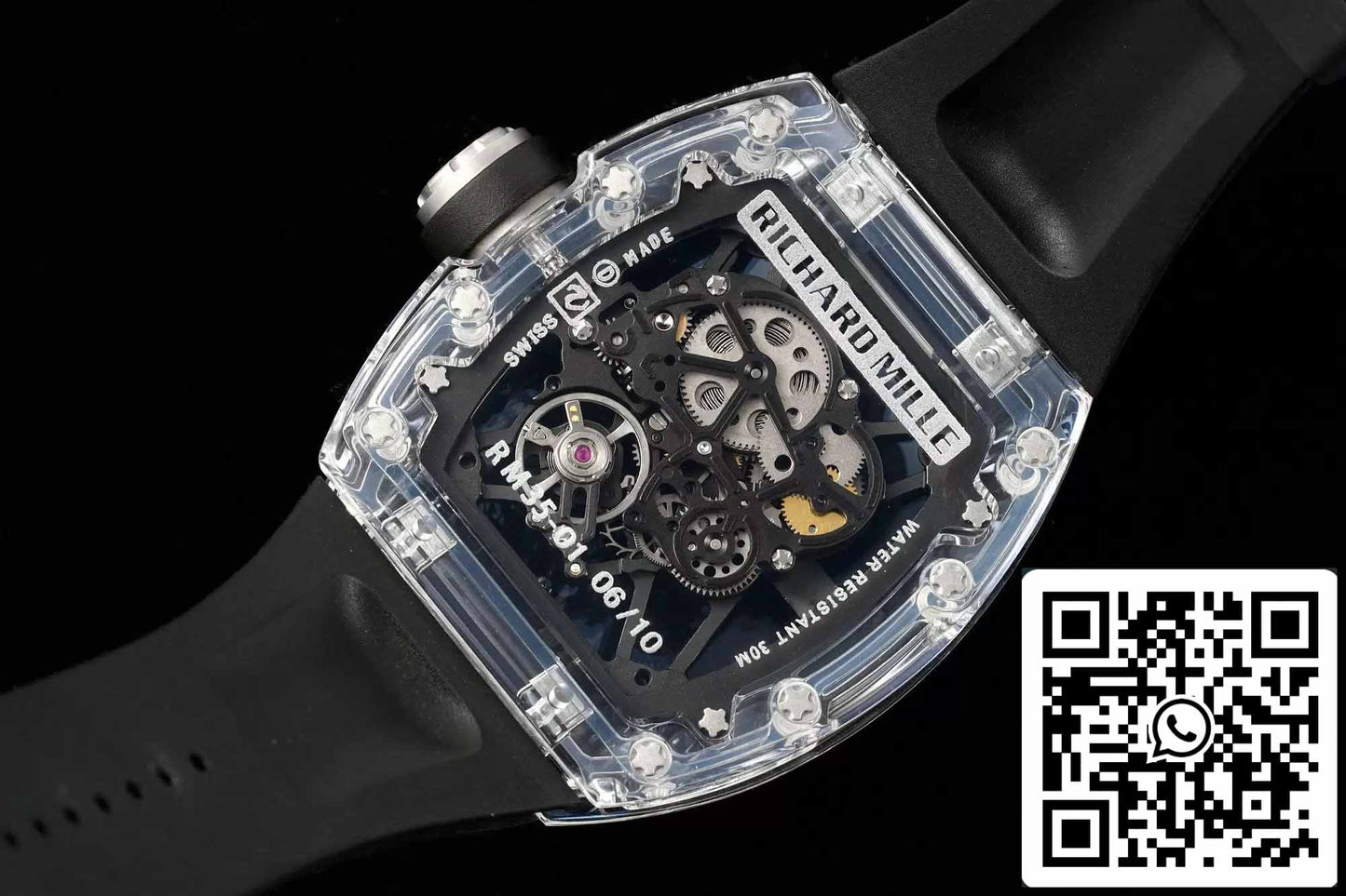 Richard Mille RM35-01 Sonic Factory 1:1 Best Edition Saphire case Black Rubber Strap