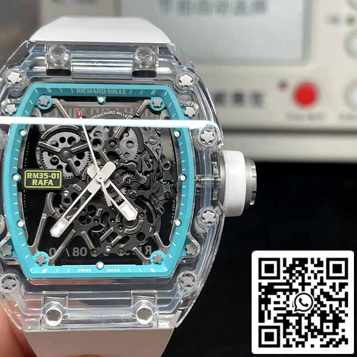 Richard Mille RM35-01 Sonic Factory 1:1 Best Edition Saphire case White Rubber Strap