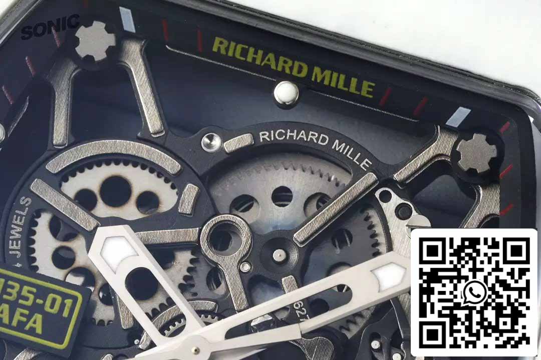 Richard Mille RM35-01 Sonic Factory 1:1 Best Edition White Carbon NTPT Red Velcro Strap