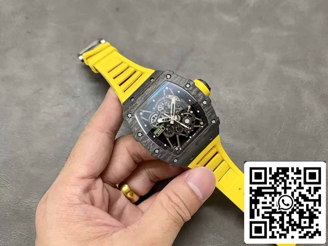 Richard Mille RM35-01 Sonic Factory 1:1 Best Edition Black Carbon NTPT Yellow Rubber Strap