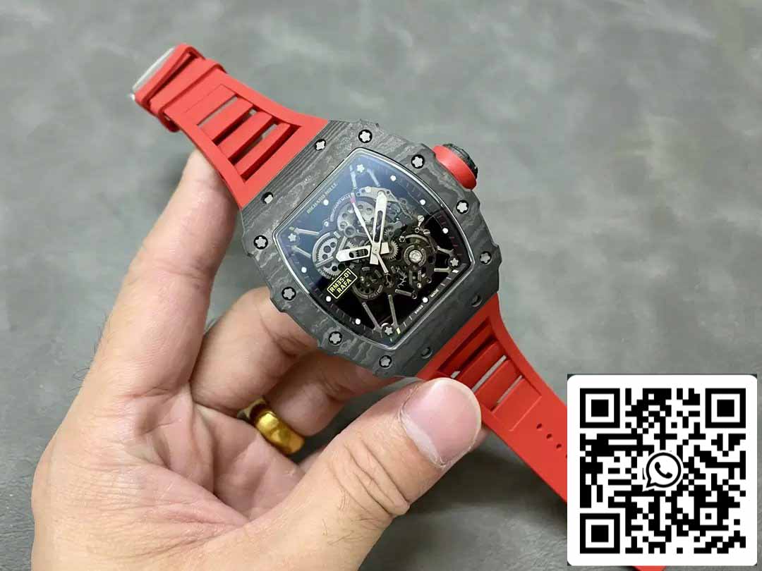 Richard Mille RM35-01 Sonic Factory 1:1 Best Edition Black Carbon NTPT Red Rubber Strap