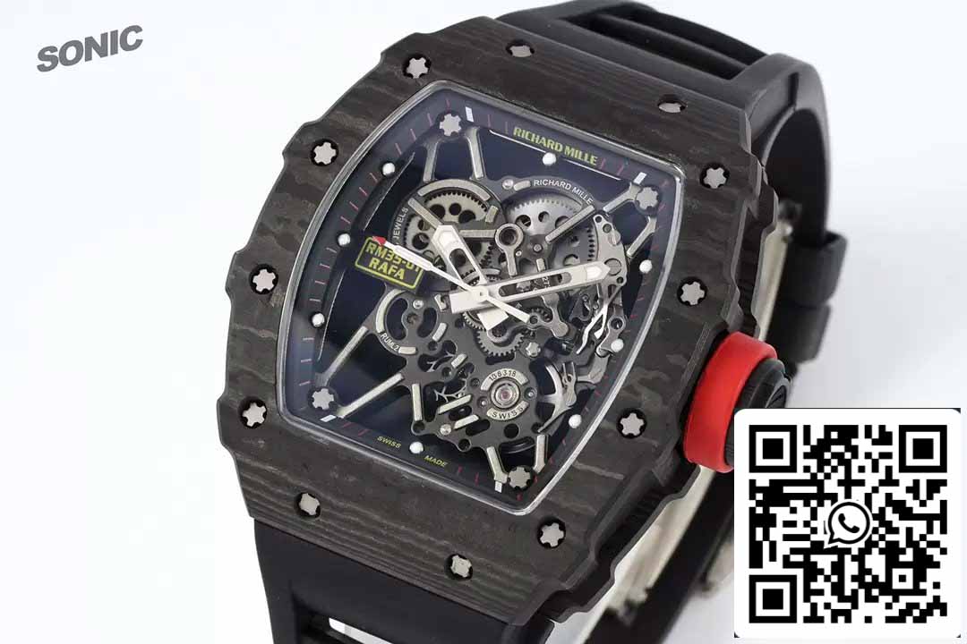 Richard Mille RM35-01 Sonic Factory 1:1 Best Edition Black Carbon NTPT Black Rubber Strap