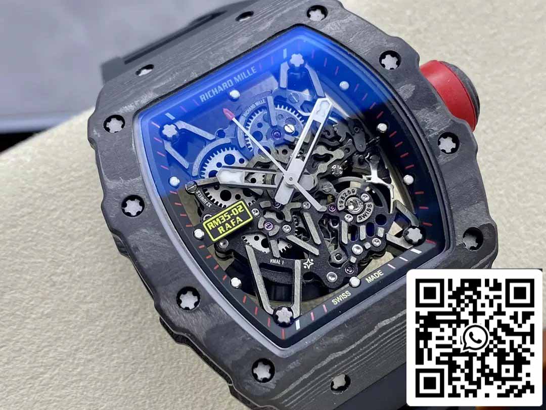 Richard Mille RM035-02 T+ Factory 1:1 Best Edition Carbon Fiber Case Black Rubber Strap