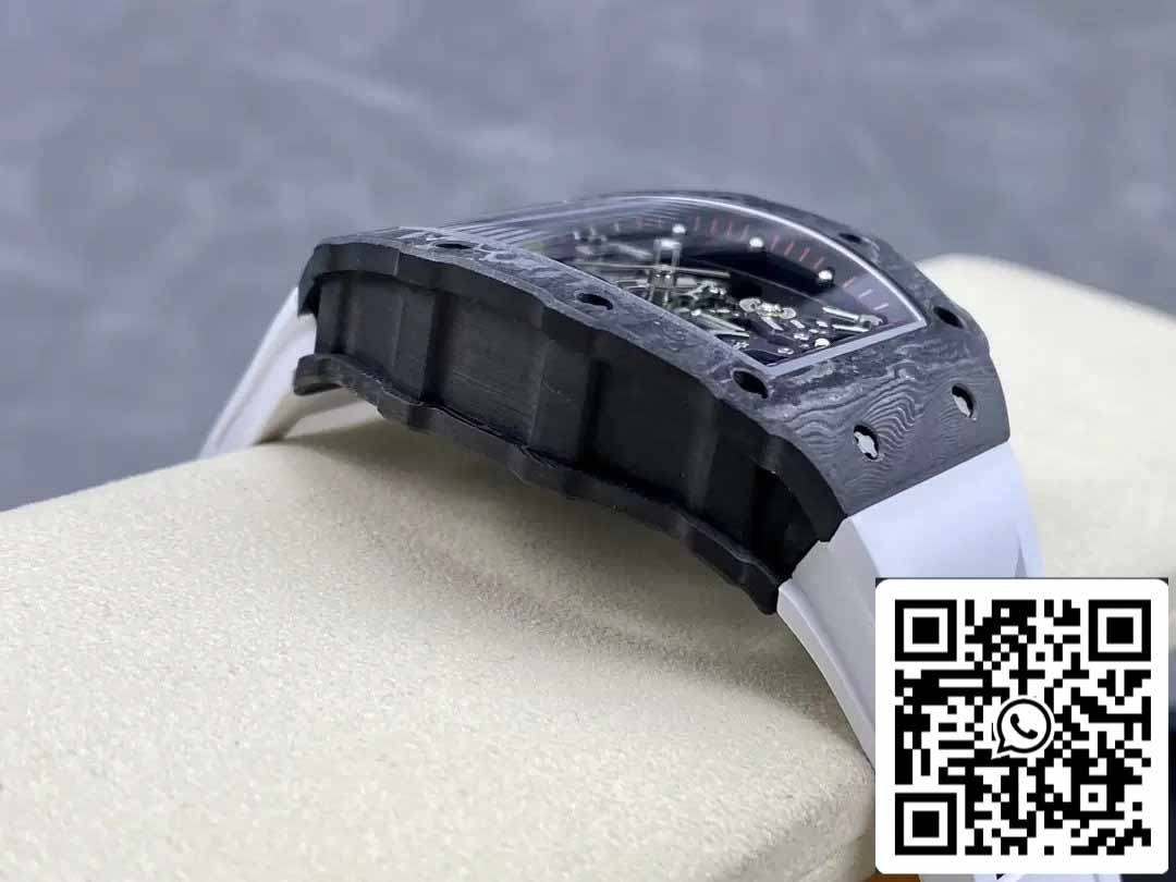 Richard Mille RM035-02 T+ Factory 1:1 Best Edition Carbon Fiber Case White Rubber Strap