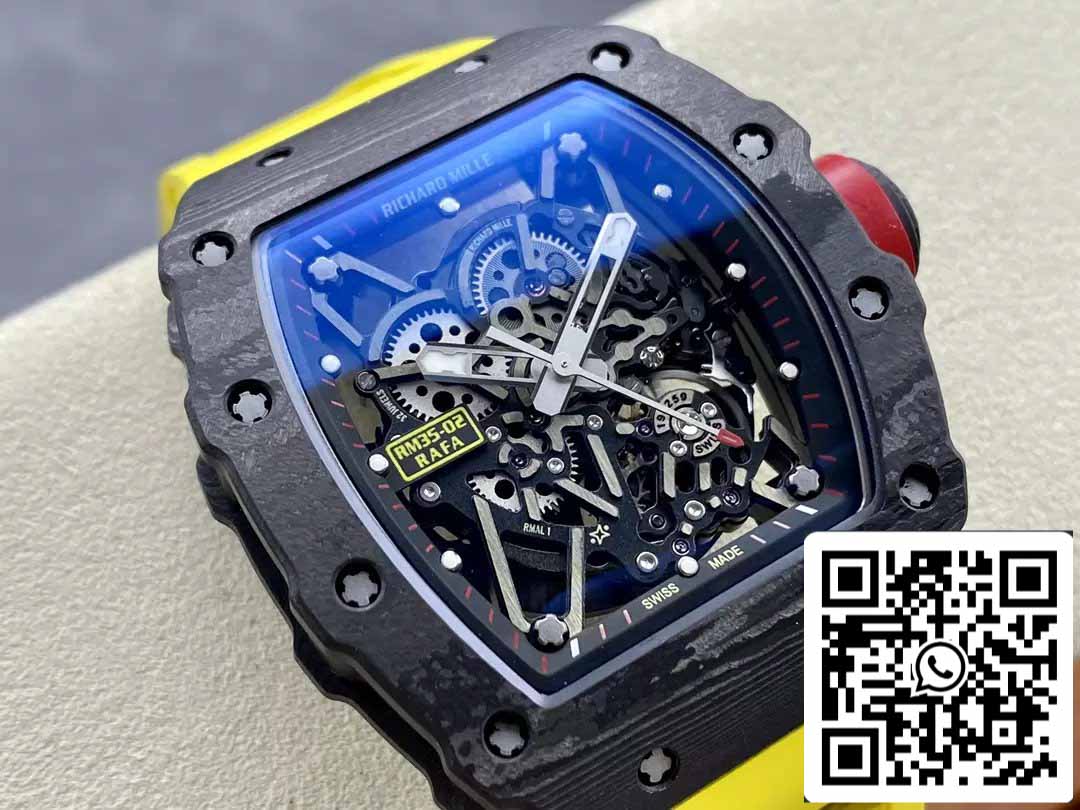 Richard Mille RM035-02 T+ Factory 1:1 Best Edition Carbon Fiber Case Yellow Rubber Strap ao chép)