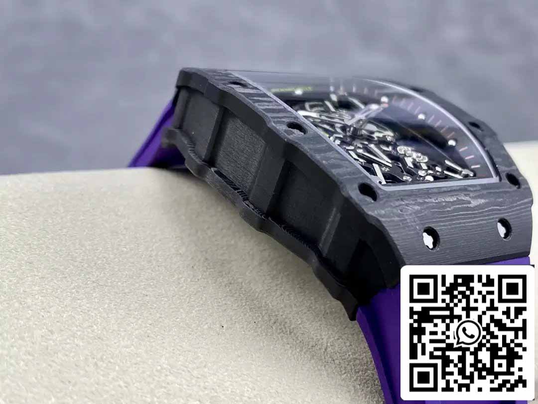 Richard Mille RM035-02 T+ Factory 1:1 Best Edition Carbon Fiber Case Purple Rubber Strap