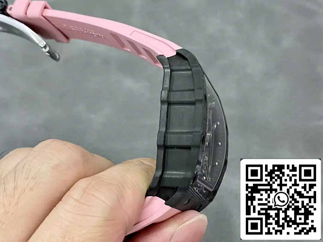 Richard Mille RM035-02 T+ Factory 1:1 Best Edition Carbon Fiber Case Pink Rubber Strap