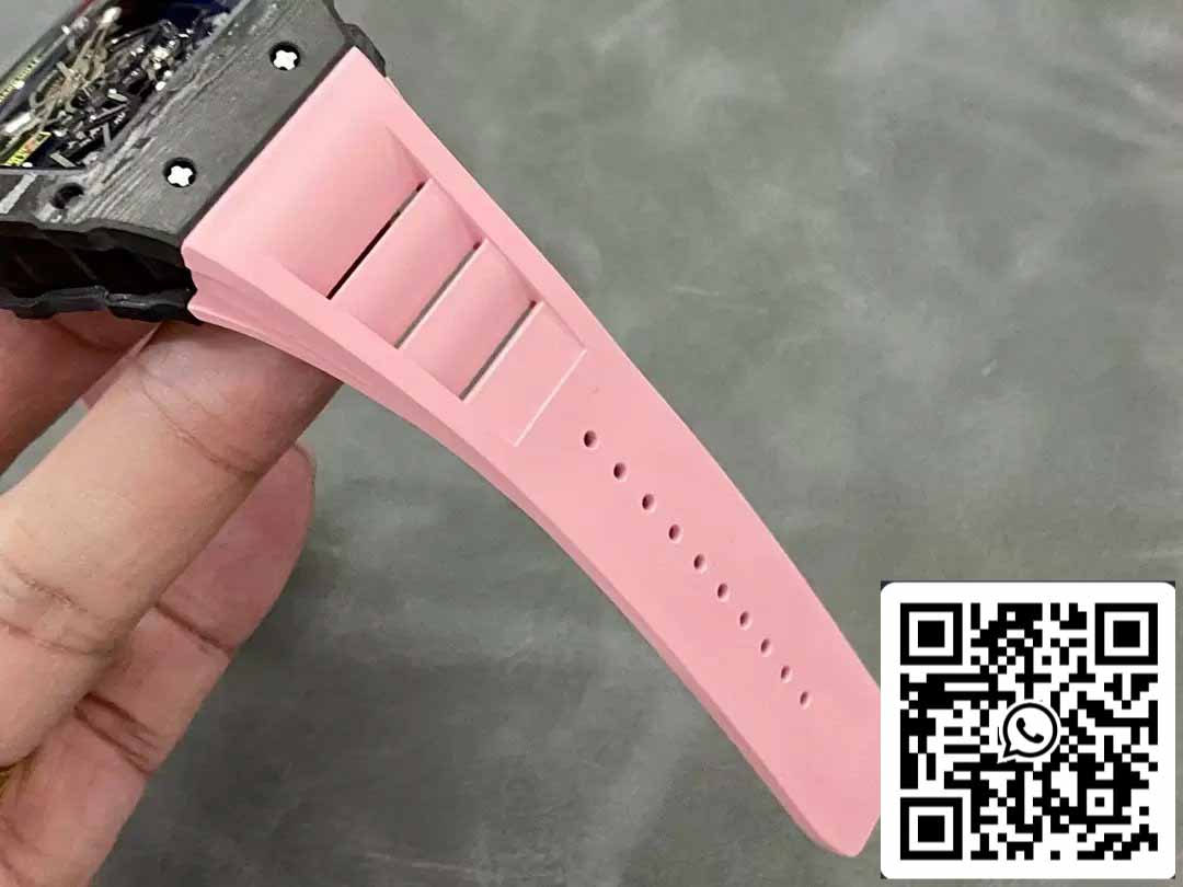 Richard Mille RM035-02 T+ Factory 1:1 Best Edition Carbon Fiber Case Pink Rubber Strap