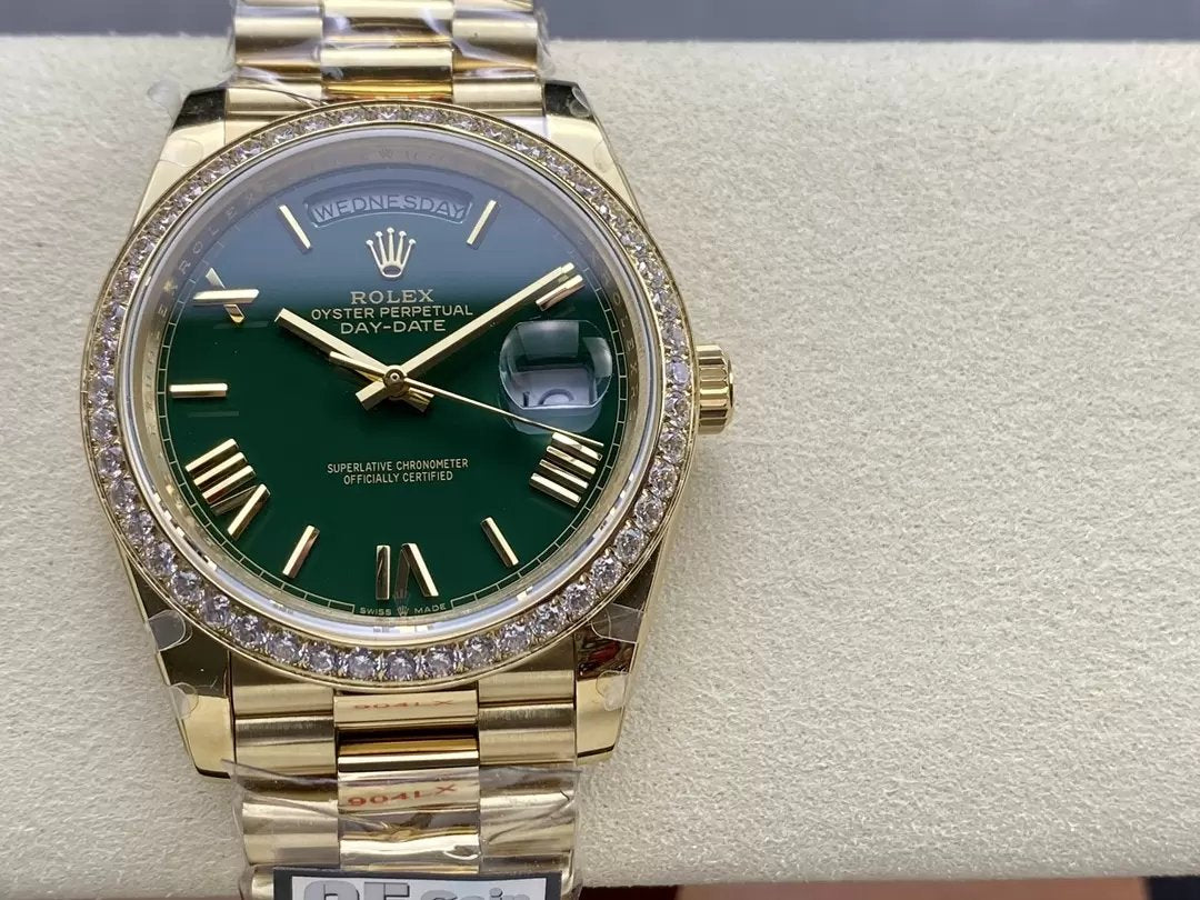 Rolex Day Date  M228238 V5 40mm  QF Factory 1:1 Best Edition Green Dial Bezel Stone