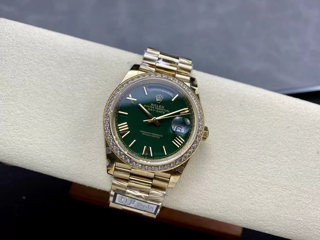 Rolex Day Date  M228238 V5 40mm  QF Factory 1:1 Best Edition Green Dial Bezel Stone