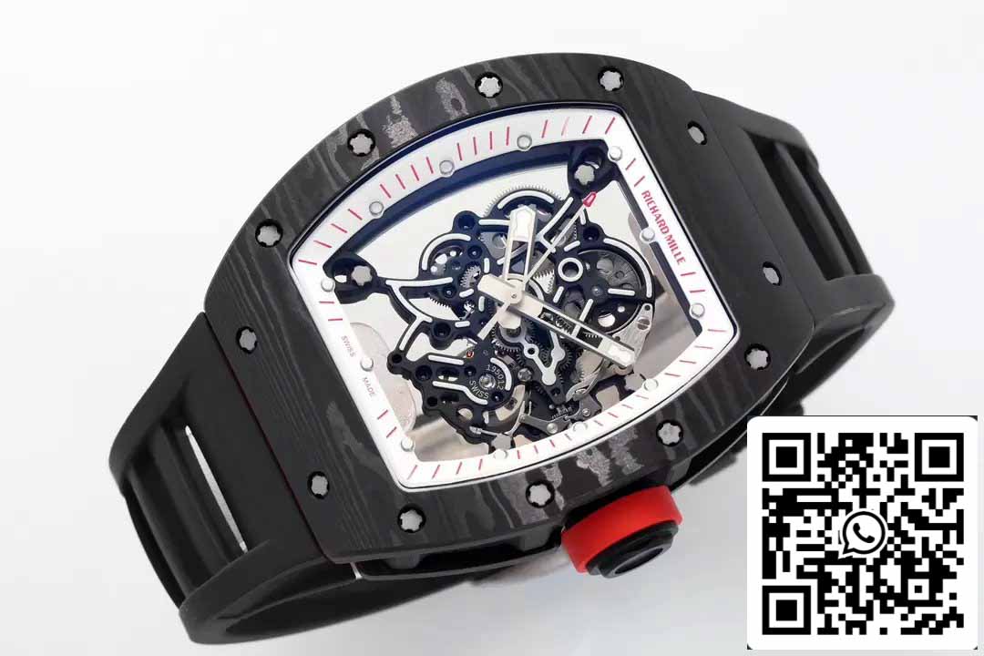 RICHARD MILLE  RM055  ZF 2024 1:1 Best Edition Carbon Fiber Case Red Knob Black Strap