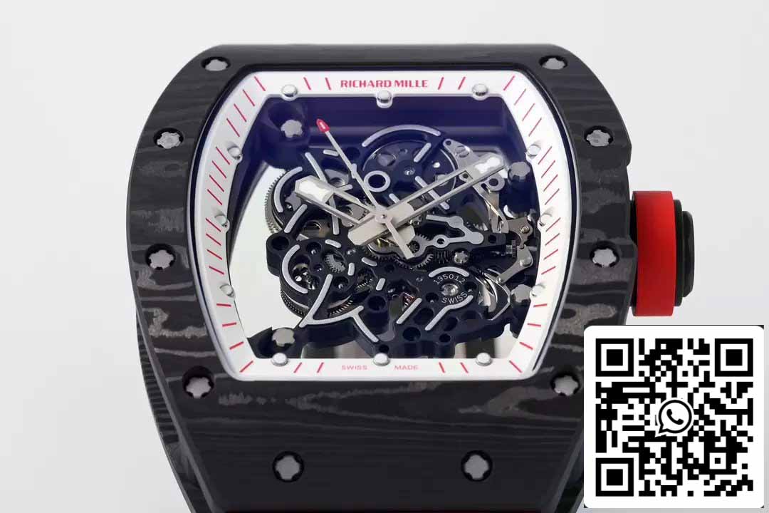 RICHARD MILLE  RM055  ZF 2024 1:1 Best Edition Carbon Fiber Case Red Knob Black Strap