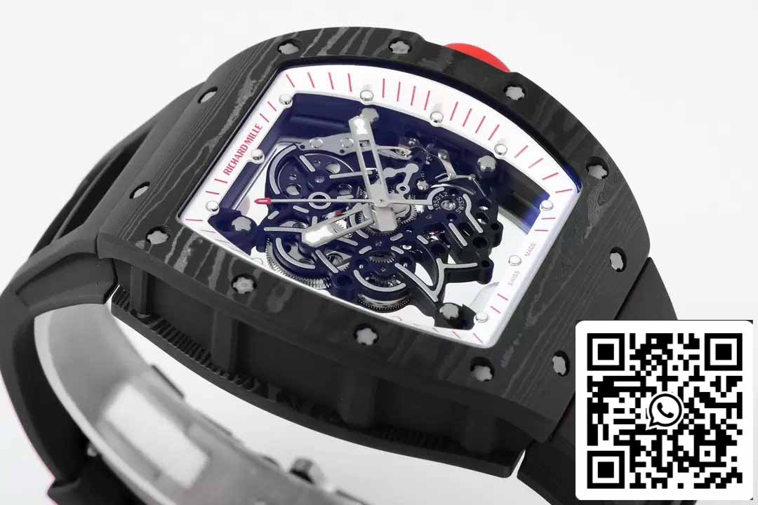 RICHARD MILLE  RM055  ZF 2024 1:1 Best Edition Carbon Fiber Case Red Knob Black Strap