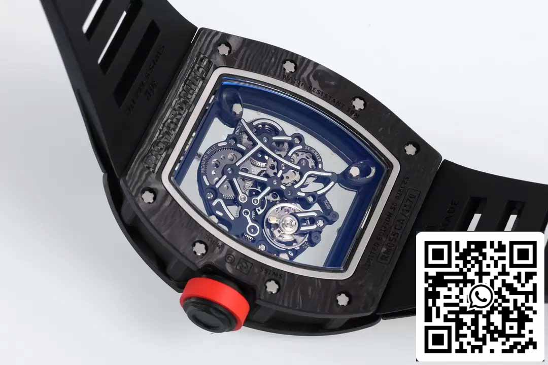 RICHARD MILLE  RM055  ZF 2024 1:1 Best Edition Carbon Fiber Case Red Knob Black Strap