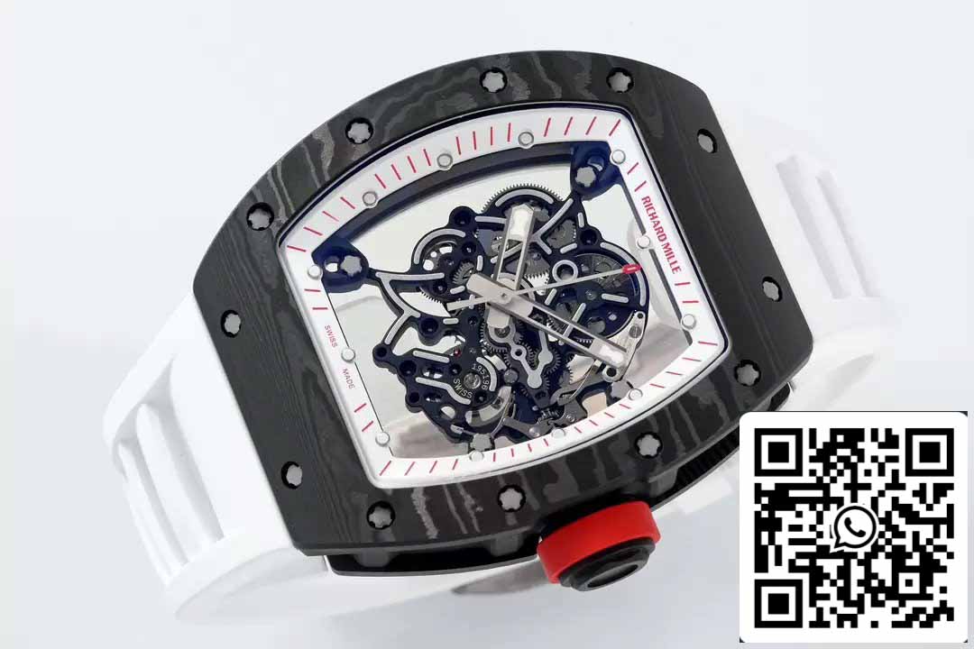 RICHARD MILLE  RM055  ZF 2024 1:1 Best Edition Carbon Fiber Case Red Knob White Strap