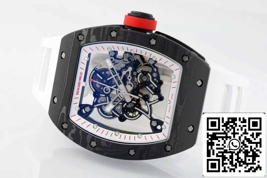 RICHARD MILLE  RM055  ZF 2024 1:1 Best Edition Carbon Fiber Case Red Knob White Strap